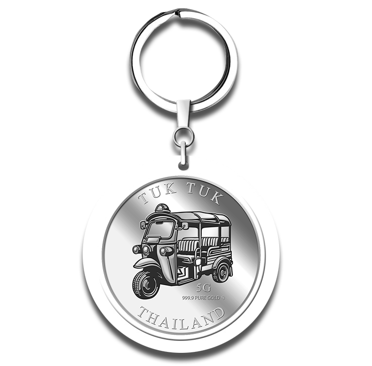 5g Tuk Tuk Silver Medallion Keychain
