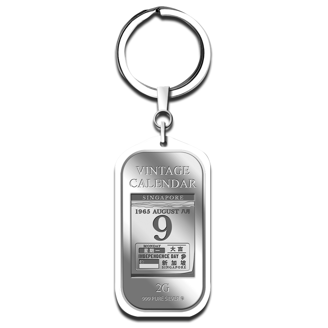 2g Vintage Calendar Silver Bar Keychain